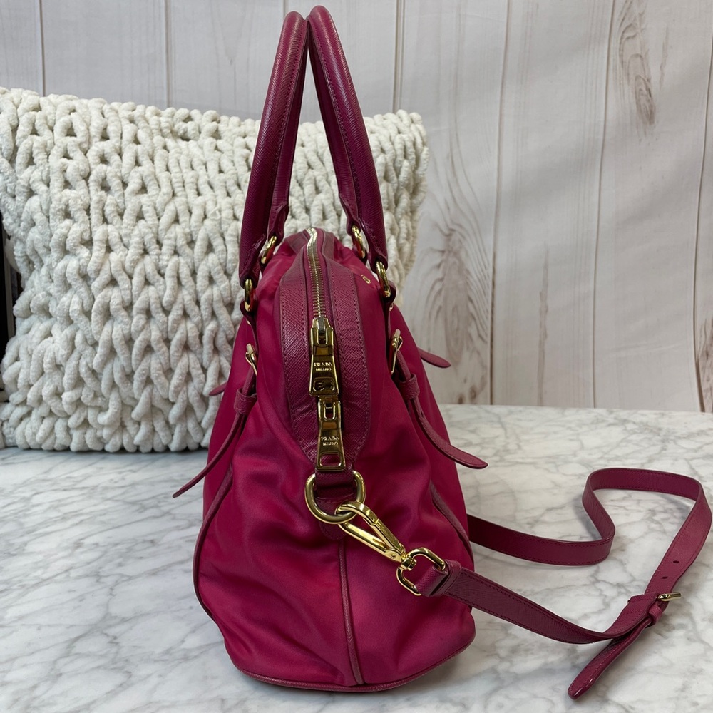 Prada Fuchsia/Pink Nylon Satchel with Gold Hardware - Picture 8 of 12